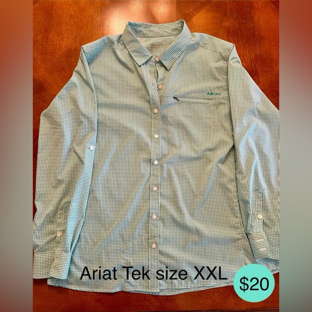 Ariat Tek Green Checkered Button Down Shirt